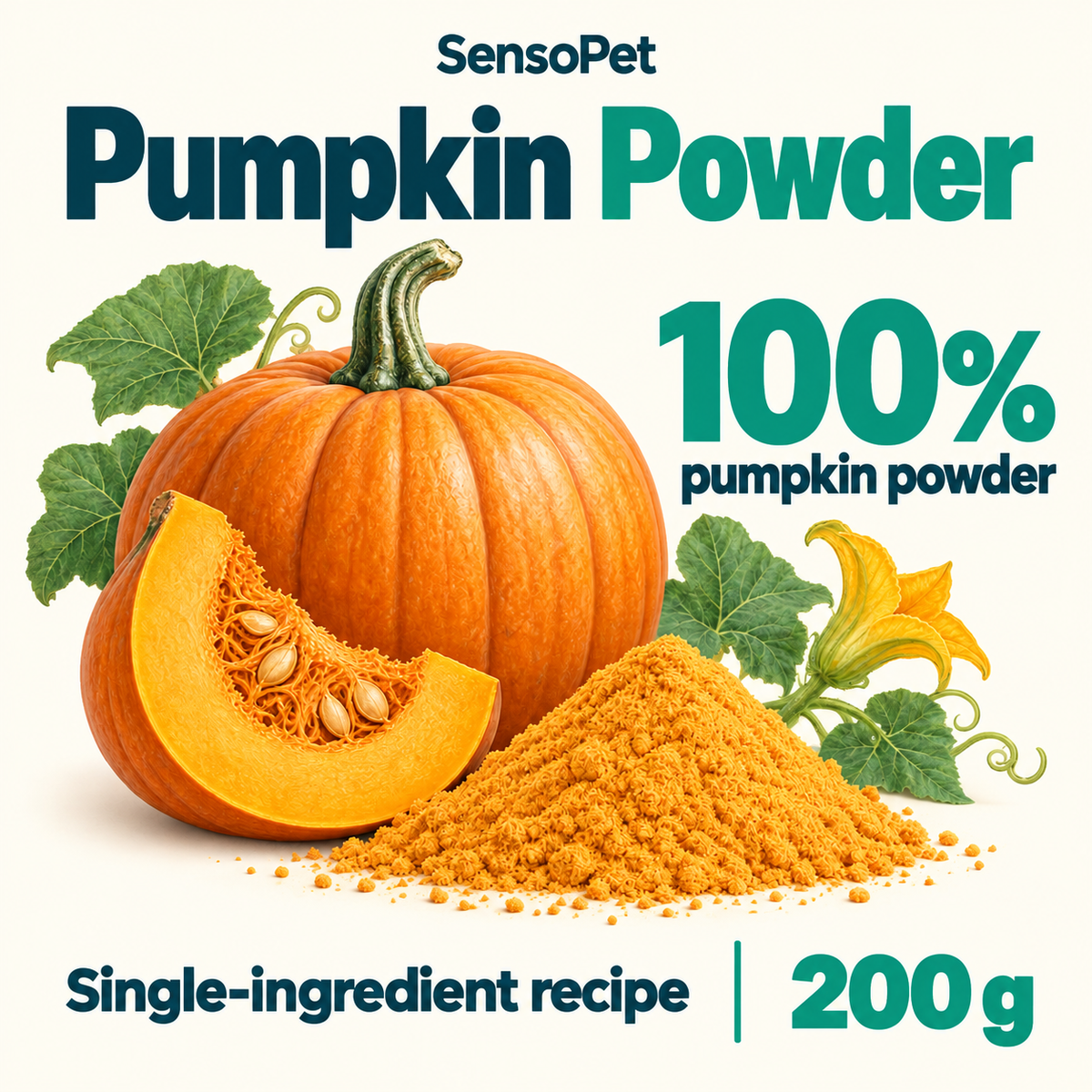 Pumpkin Powder: 100% pumpkin powder, single-ingredient recipe, 200 g.